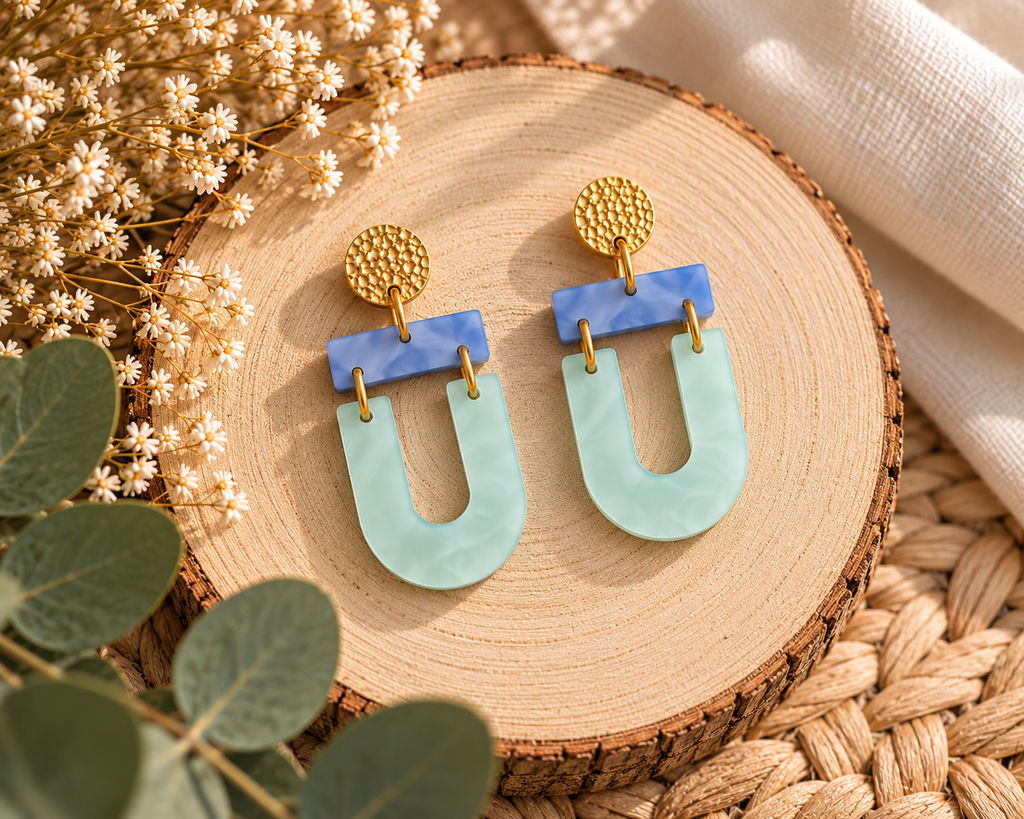 Pendientes Mar de Primavera - Acrílico y Acero Inoxidable
