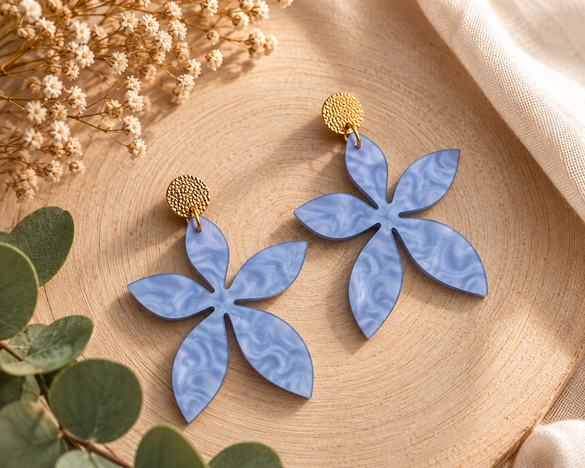 Pendientes Flor  – Joyería Artesanal de Acrílico Hecha en España