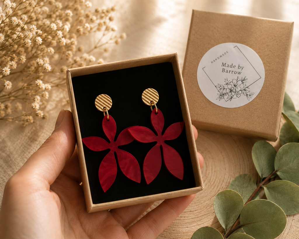 Pendientes Flor  – Joyería Artesanal de Acrílico Hecha en España