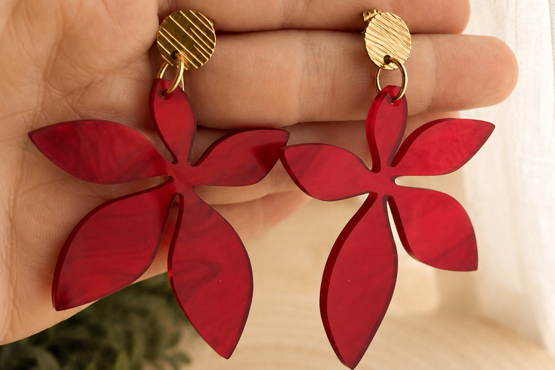 Pendientes Flor  – Joyería Artesanal de Acrílico Hecha en España