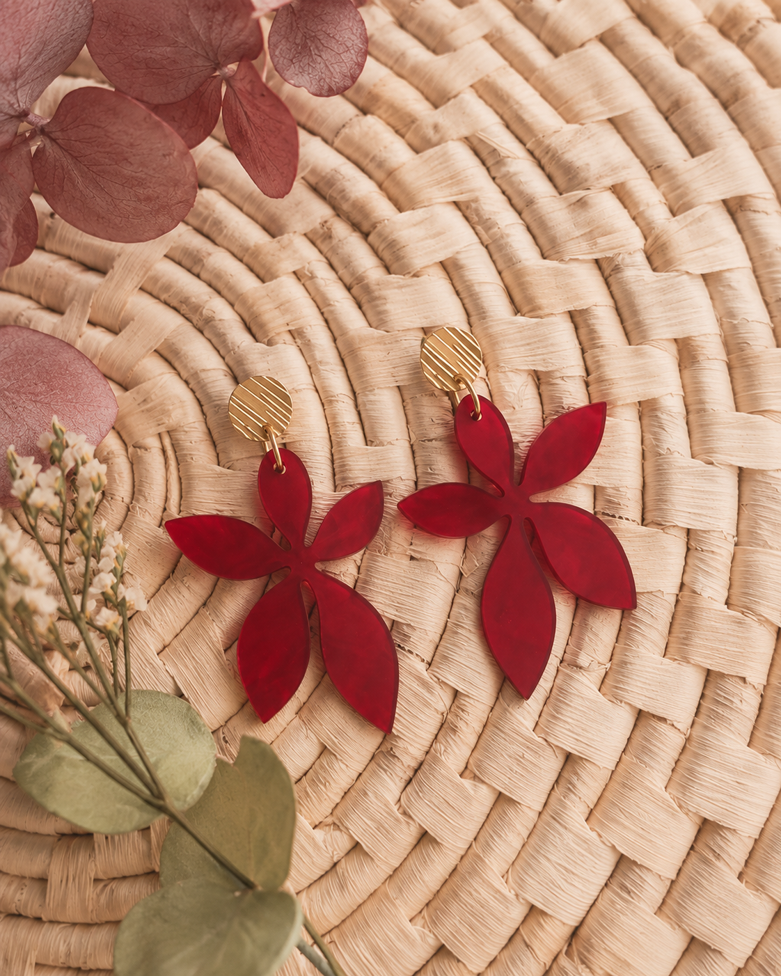 Pendientes Flor  – Joyería Artesanal de Acrílico Hecha en España